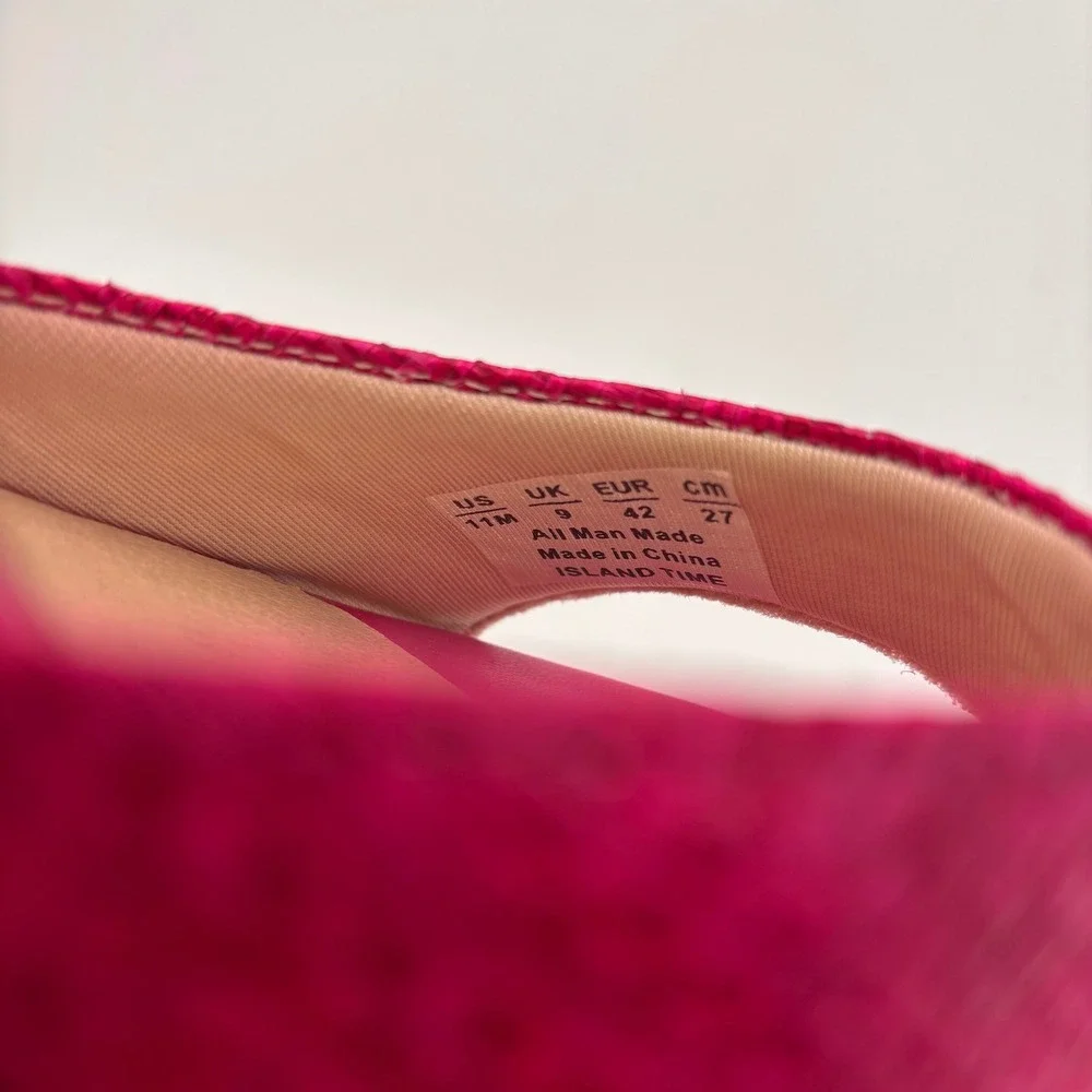 LifeStride Wedge Sandals Womens 8.5 Magenta Pink Woven Cork Heel Strappy